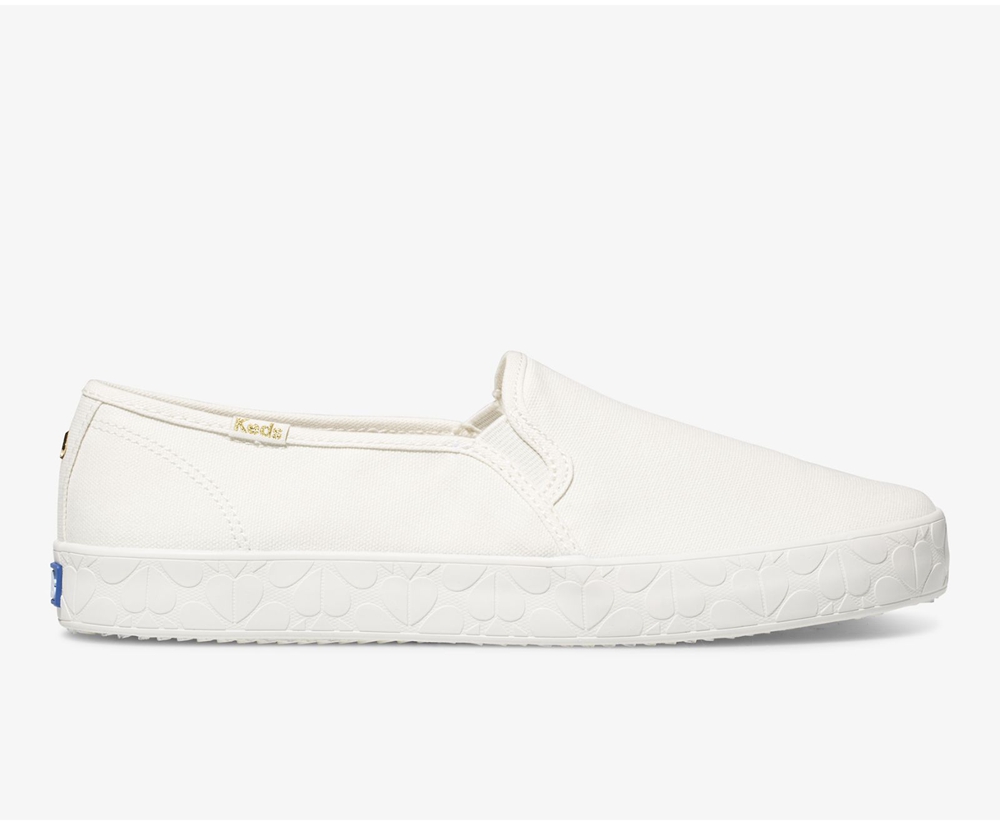 Keds Slip Ons White - Kate Spade new york Double Decker Logo Foxing - Womens WYCKVQ-592